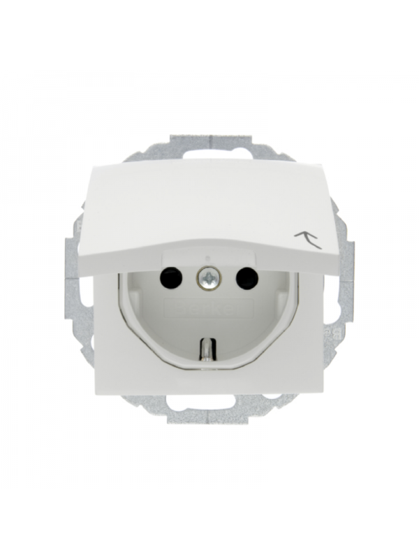 Priza Schuko cu capac S1/B3/B7 alb polar, Hager 47448989