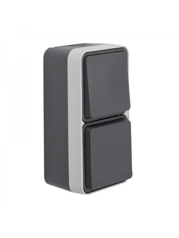 Priza + intrerupator gri vertical IP55 W.1 Berker