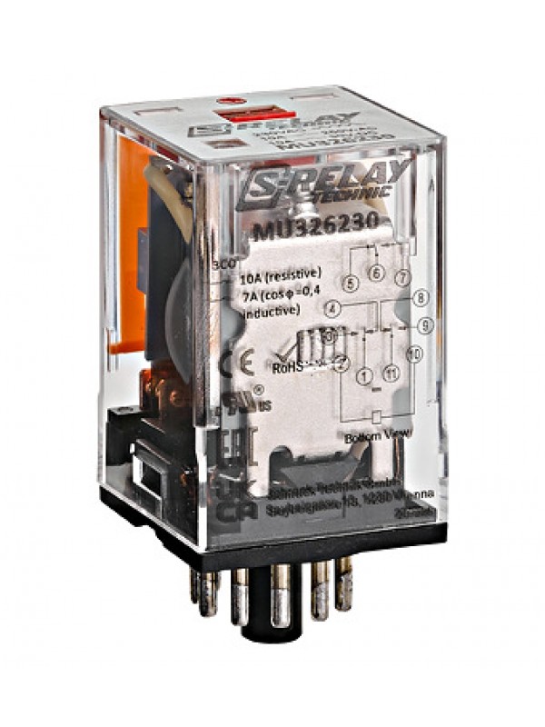 Releu 10A Ub=230VAC, 11 pini, 3CC MU326230 Schrack