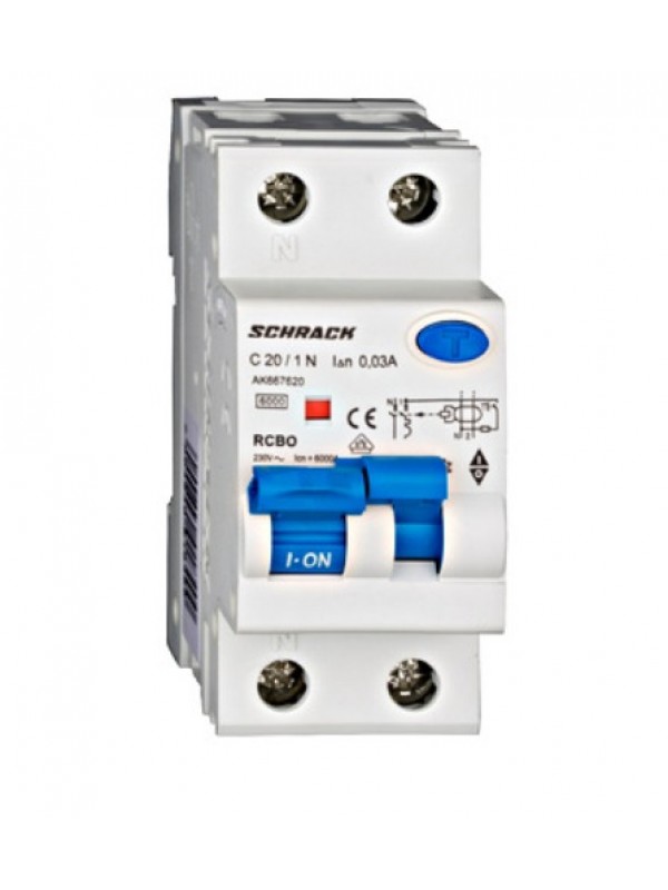 Intreruptor automat diferential 1P+N 20A/30mA 2 module Schrack-Amparo
